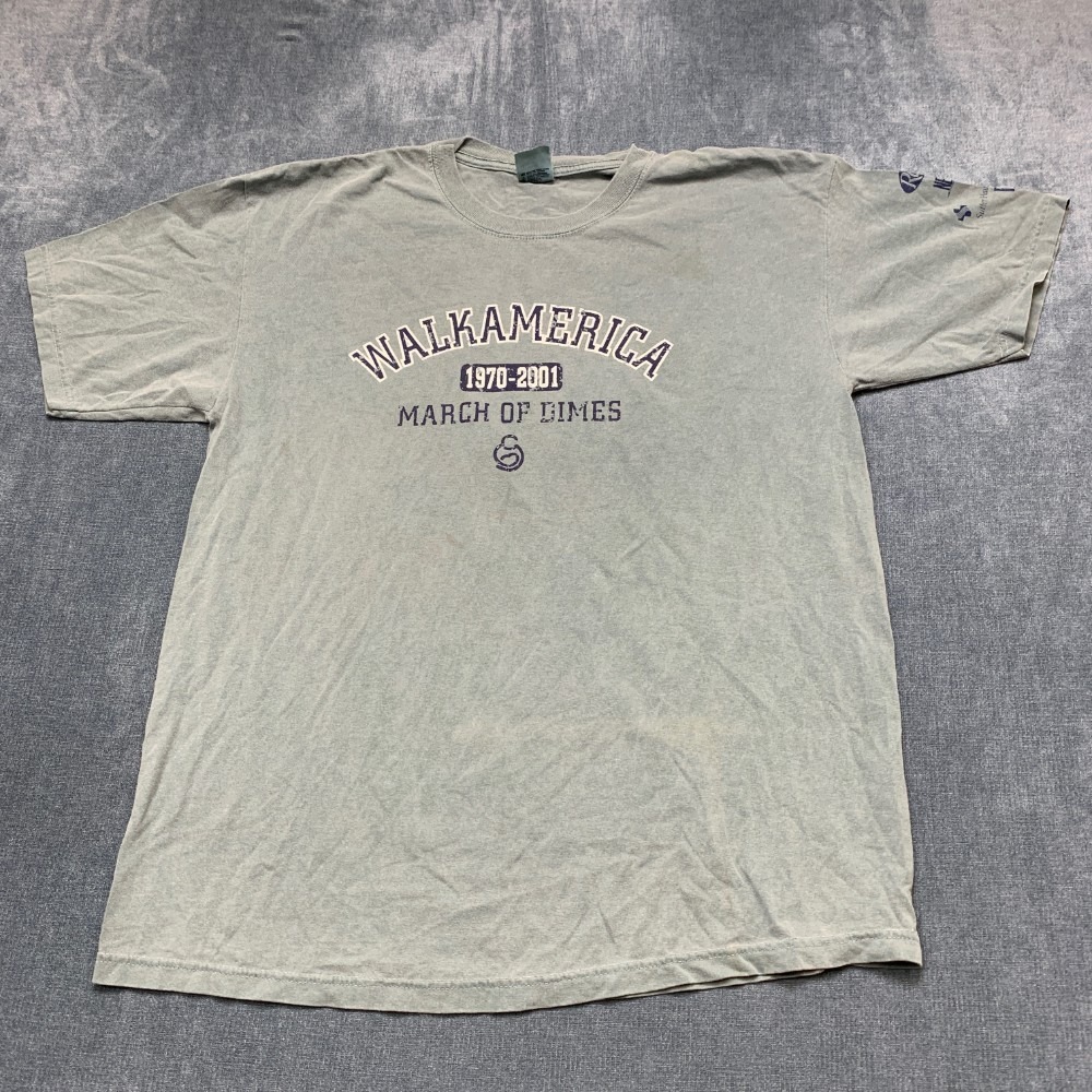 VTG Anvil WalkAmerica March of Dimes T Shirt Mens XL Gray Cotton Graphic Print